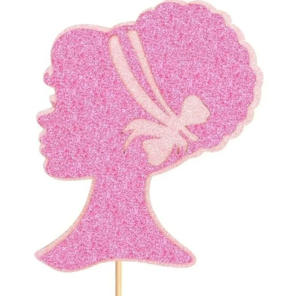 Pink Glitter Princess Cake Topper Party Decoration